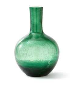 POLSPOTTEN - Crackled Glass Ball Body Vase - L - Dunkelgrün