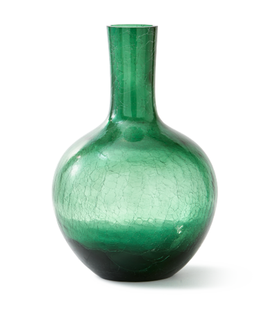 POLSPOTTEN - Crackled Glass Ball Body Wazon - L - Ciemnozielony
