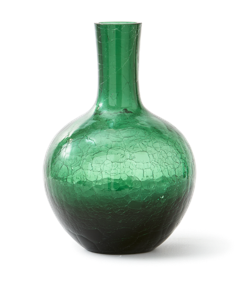 POLSPOTTEN - Crackled Glass Ball Body Vase - S - Dunkelgrün