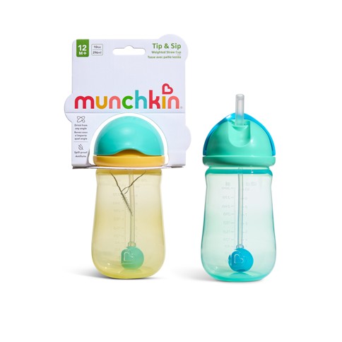 Munchkin - 2pk Tip & Sip Straw Cup - Blue/Yellow - 296 ml
