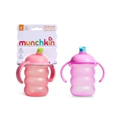Munchkin - 2pk Click Lock™ Bite-Proof Trainer Cup +6m - Pink/Purple - 240 ml