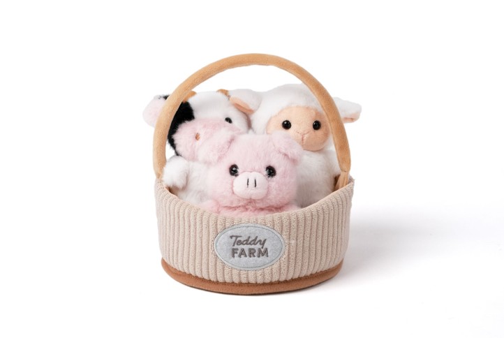 Teddykompaniet - Gift Basket with Farm Animals, 15x15 cm (TK4385)