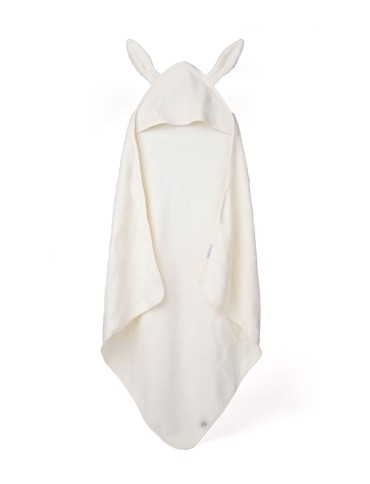 Teddykompaniet - Baby Hooded Towel - Bunny - Cream - 75x75 cm