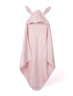 Teddykompaniet - Baby Hooded Towel - Pink Bunny - 75x75 cm