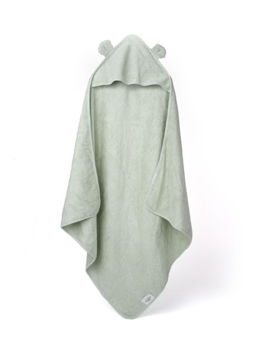Teddykompaniet - Baby Hooded Towel - Green Bear - 75x75 cm