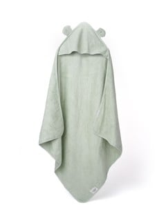 Teddykompaniet - Baby Hooded Towel - Green Bear - 75x75 cm