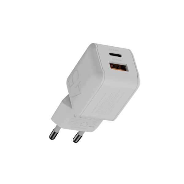 Xtorm - 45W GaN3 NextGen charger USB-C/A GRS Hvid