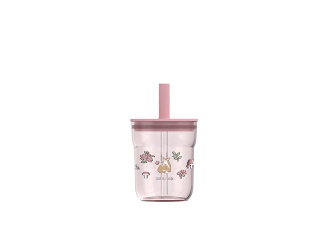 Little Dutch - Children's glass with straw - Pink - 250 ml