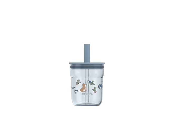 Little Dutch - Children's glass with straw - Blue - 250 ml