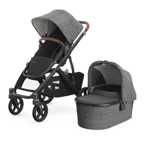 "UPPABaby - Vista V3 Stroller - Greyson - Charcoal Mélange - Carbon Frame - Saddle Leather  "