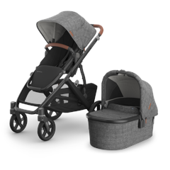 "UPPABaby - Vista V3 Stroller - Greyson - Charcoal Mélange - Carbon Frame - Saddle Leather  "