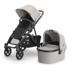 UPPABaby - Vista V3 Stroller - Savannah - Pearl Gray Jacquard - Carbon Frame - Chestnut Leather