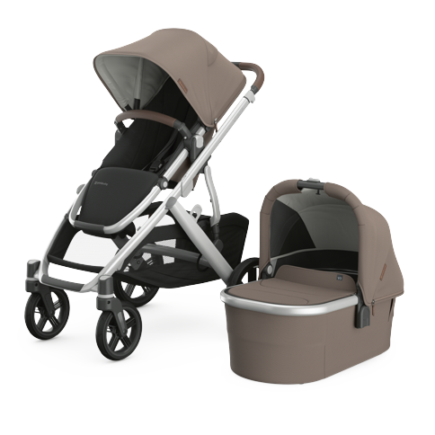 UPPABaby - Vista V3 Stroller - Theo - Dark Taupe - Silver Frame - Chestnut Leather