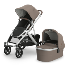 UPPABaby - Vista V3 Stroller - Theo - Dark Taupe - Silver Frame - Chestnut Leather