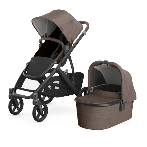 UPPABaby - Vista V3 Stroller - Owen - Mocha Mélange - Carbon Frame - Chestnut Leather