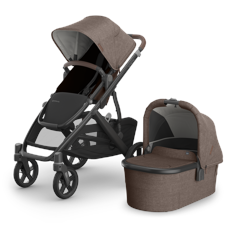 UPPABaby - Vista V3 Stroller - Owen - Mocha Mélange - Carbon Frame - Chestnut Leather