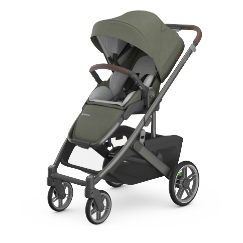 UPPABaby - Cruz V3 Stroller - Evelyn - Meadow Green - Graphite Frame - Chestnut Leather