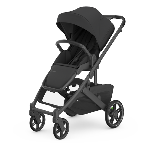 UPPABaby - Cruz V3 Stroller - Jake - Charcoal - Carbon Frame - Black Leather