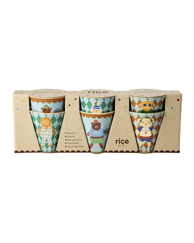 Rice - Melamine Kids Cup with Blue Music Band Print - Blue - Small - 160 ml - 6 Pack