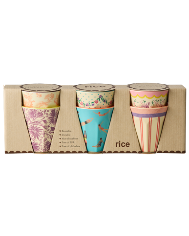 Rice - Melamine Cups with Glory Days Prints - Medium - 250 ml