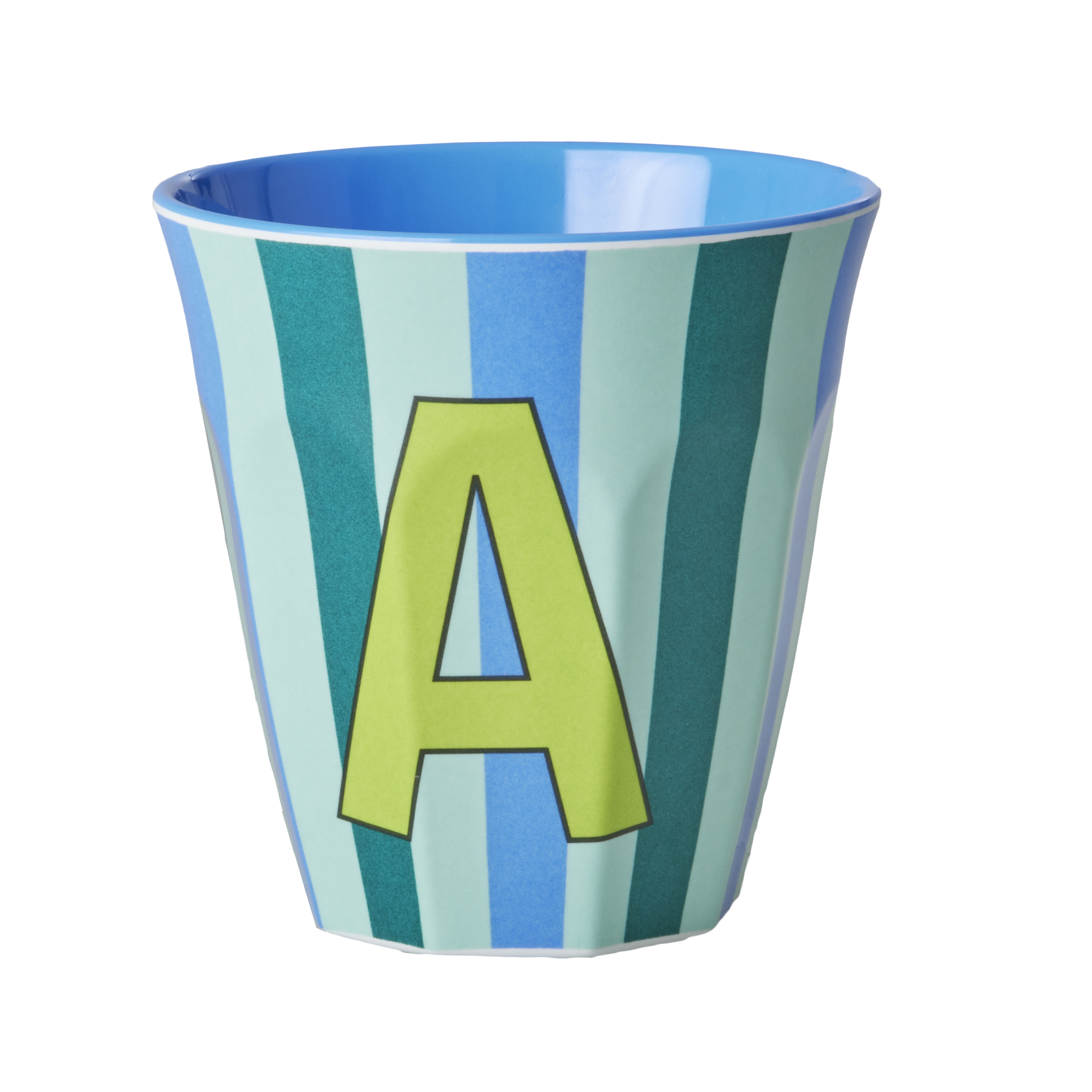 Rice - Melamine Cup with the Letter A - Blue and Green - Medium - 250 ml