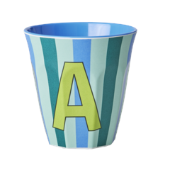 Rice - Melamine Cup with the Letter A - Blue and Green - Medium - 250 ml