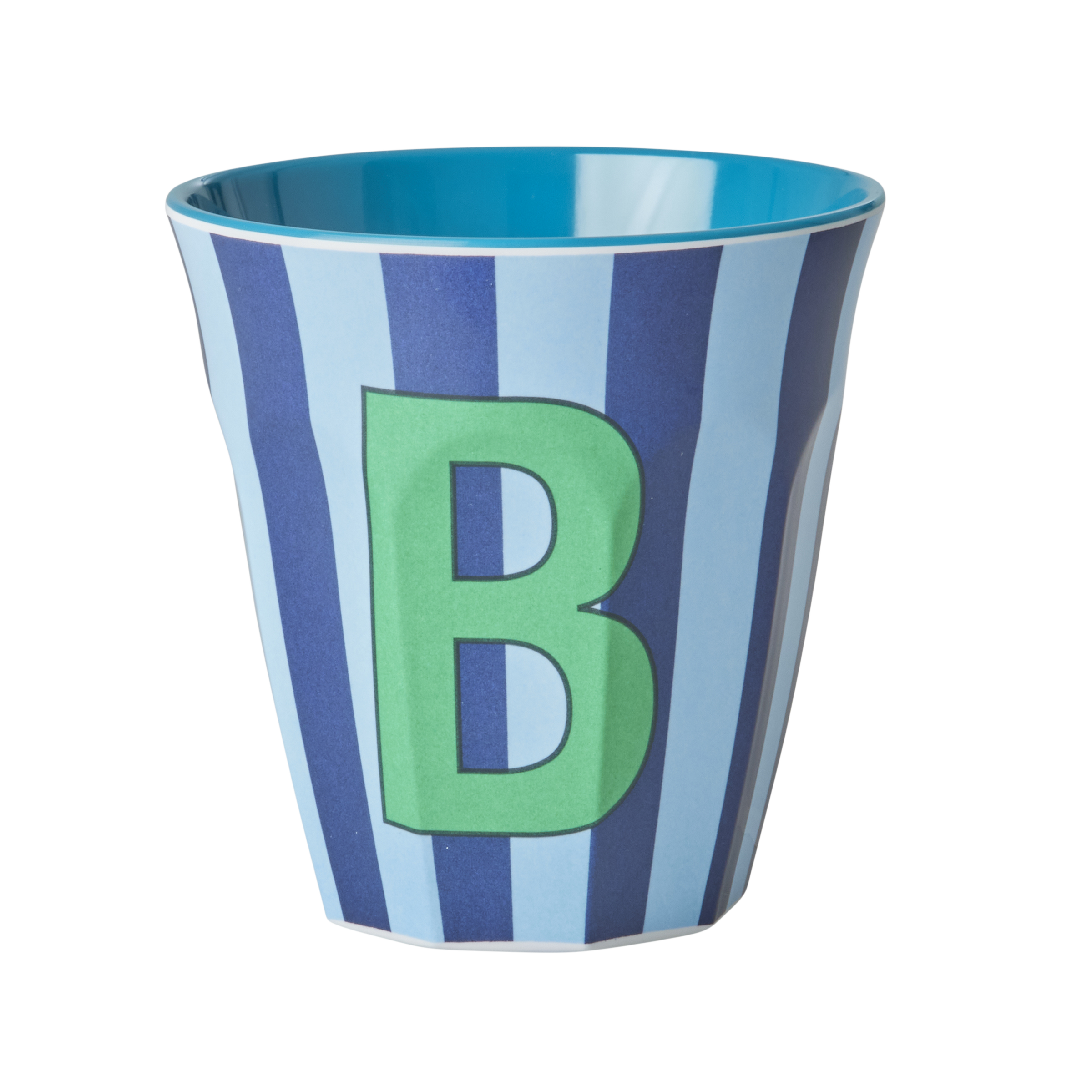 Rice - Melamine Cup with the Letter B - Blue and Green - Medium