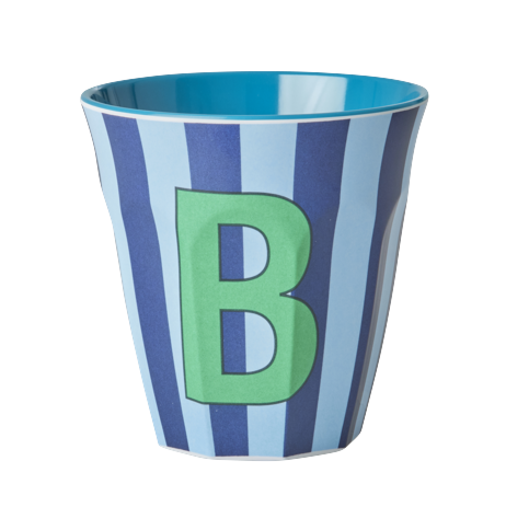 Rice - Melamine Cup with the Letter B - Blue and Green - Medium