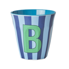 Rice - Melamine Cup with the Letter B - Blue and Green - Medium