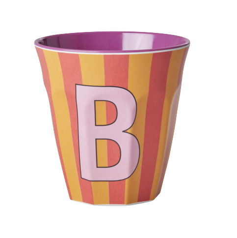 Rice - Melamine Cup with the Letter B - Pink - Medium