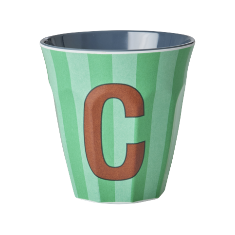 Rice - Melamine Cup with the Letter C - Blue and Green - Medium