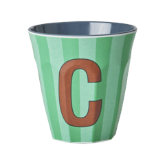 Rice - Melamine Cup with the Letter C - Blue and Green - Medium