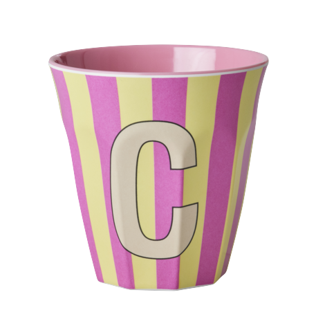 Rice - Melamine Cup with the Letter C - Pink - Medium