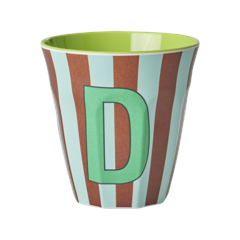 Rice - Melamine Cup with the Letter D - Brown and Green - Medium - 250 ml