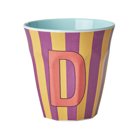 Rice - Melamine Cup with the Letter D - Purple and Orange - Medium - 250 ml