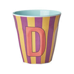 Rice - Melamine Cup with the Letter D - Purple and Orange - Medium - 250 ml