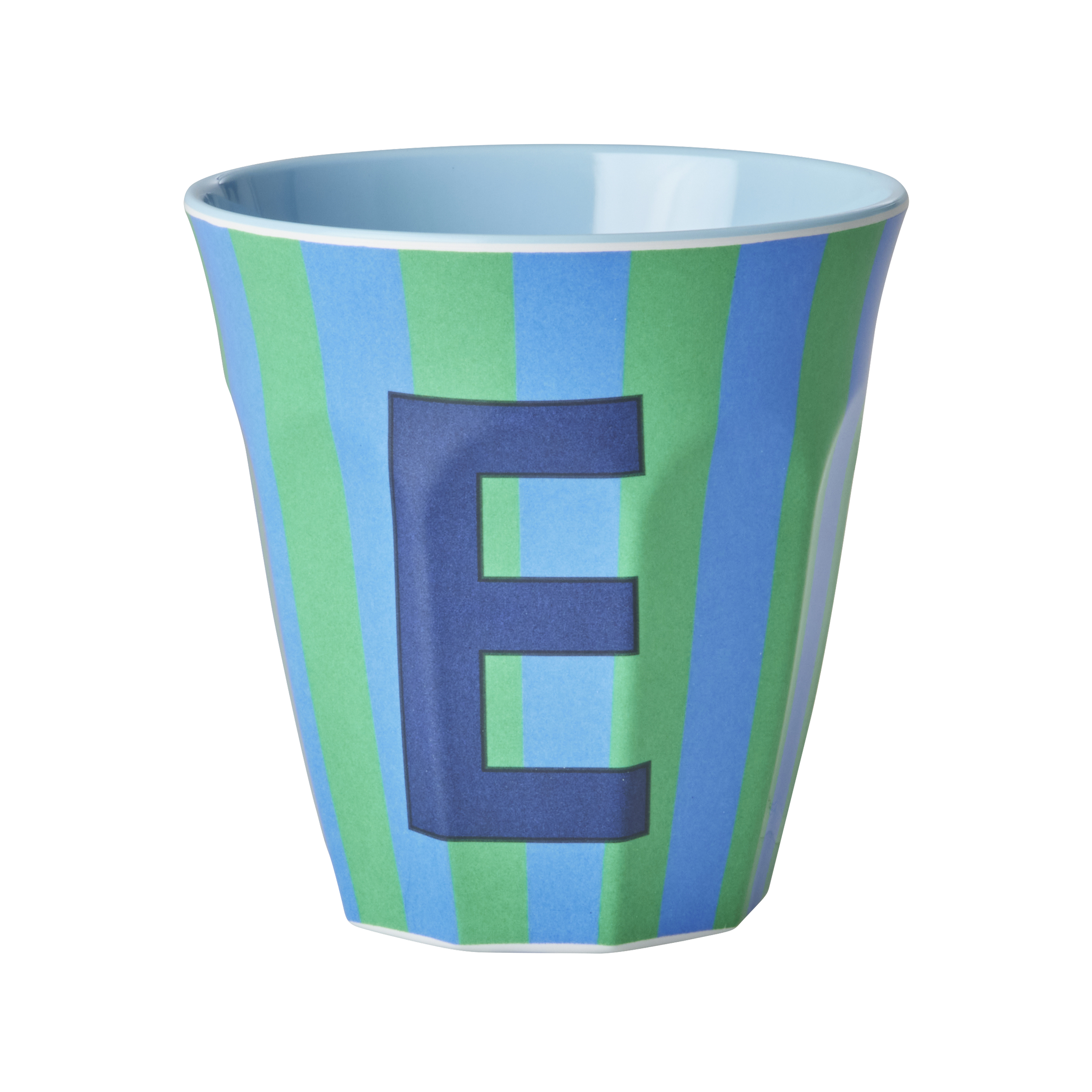 Rice - Melamine Cup with the Letter E - Blue and Green - Medium - 250 ml
