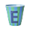 Rice - Melamine Cup with the Letter E - Blue and Green - Medium - 250 ml