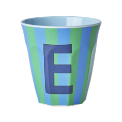 Rice - Melamine Cup with the Letter E - Blue and Green - Medium - 250 ml