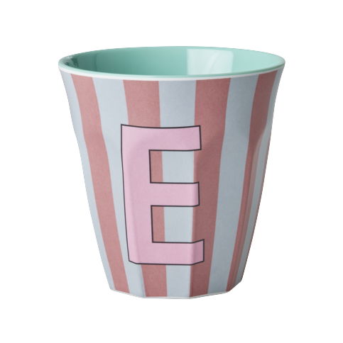Rice - Melamine Cup with the Letter E - Pink - Medium