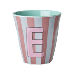 Rice - Melamine Cup with the Letter E - Pink - Medium