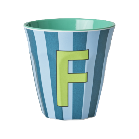 Rice - Melamine Cup with the Letter F - Blue and Green - Medium - 250 ml