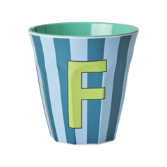 Rice - Melamine Cup with the Letter F - Blue and Green - Medium - 250 ml
