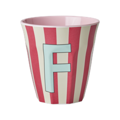 Rice - Melamine Cup with the Letter F - Pink and Red - Medium