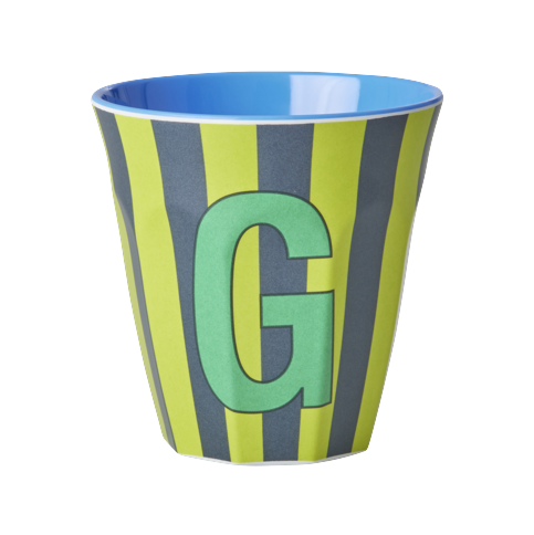 Rice - Melamine Cup with the Letter G - Blue and Green - Medium