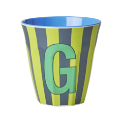 Rice - Melamine Cup with the Letter G - Blue and Green - Medium