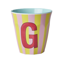 Rice - Melamine Cup with the Letter G - Pink and Yellow - Medium - 250 ml