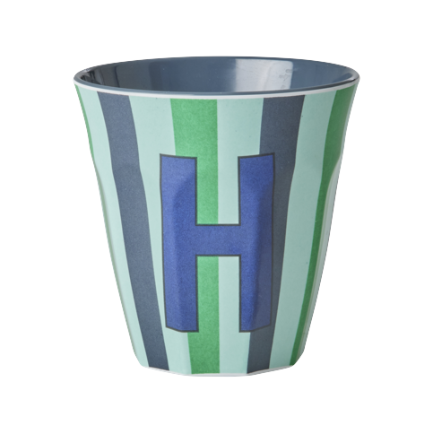 Rice - Melamine Cup with the Letter H - Blue and Green - Medium - 250 ml