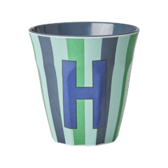 Rice - Melamine Cup with the Letter H - Blue and Green - Medium - 250 ml