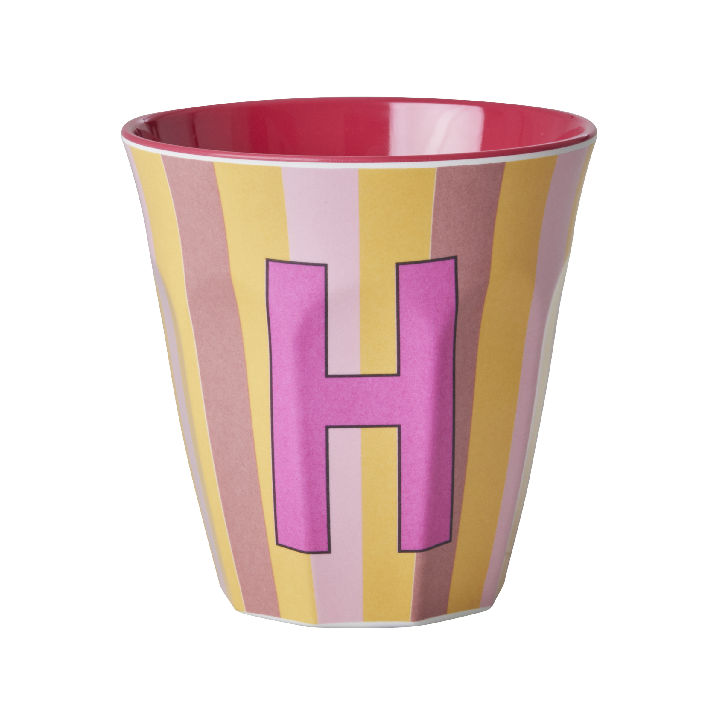 Rice - Melamine Cup with the Letter H - Pink and Red - Medium